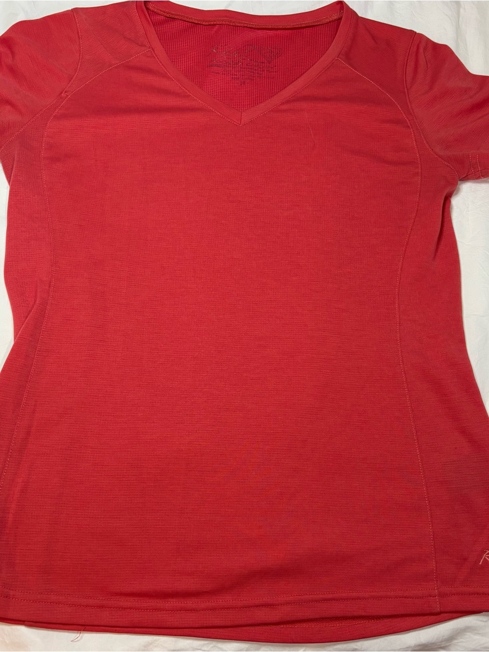 KUHL Women’s V-Neck Waffle Knit Perforance T-Shirt Salmon Coral Size M